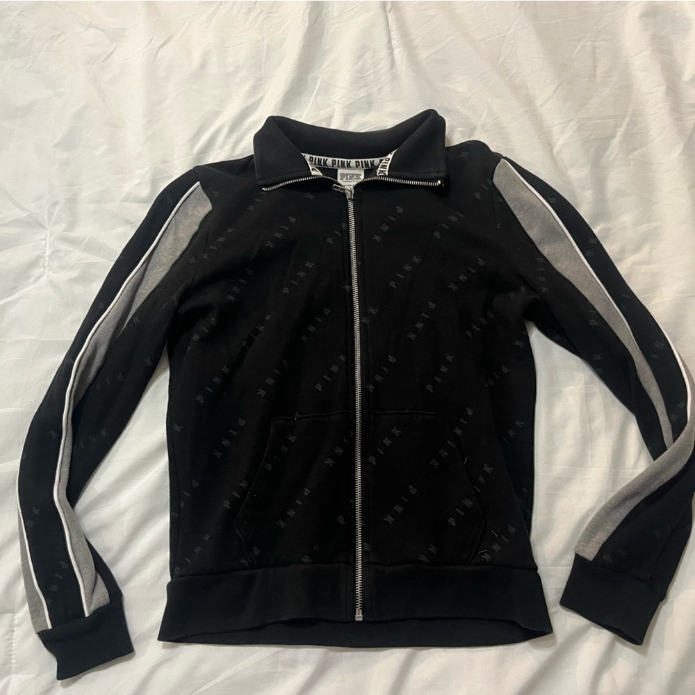 Victoria's Secret PINK Black Zip-Up crewneck